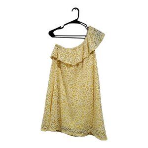 Bebop Women's Off The Shoulder Lace Overlay Yellow Mini Dress Stretch Si…